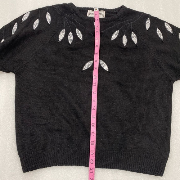 Vintage Lord Isaac’s Black Crewneck Sweater Snakeskin Appliqué Silk Angora Med - Picture 12 of 13